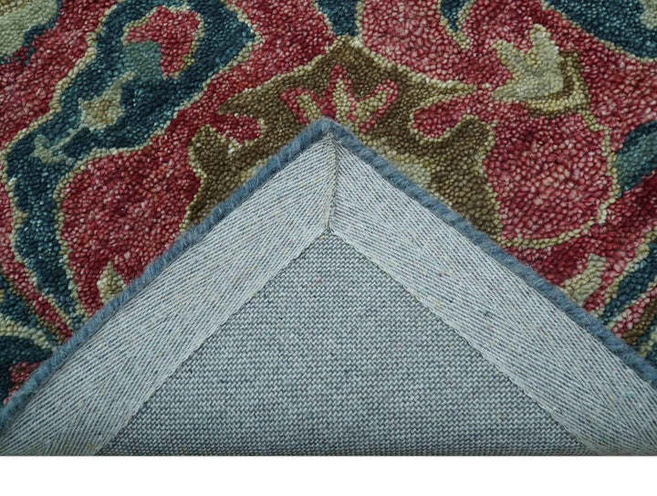 Custom Made Traditional Oushak Design Teal Hand Tufted Wool Rug - The Rug Decor