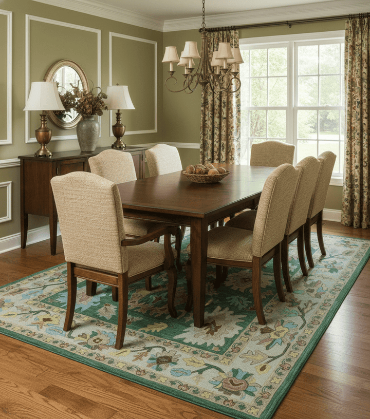 Custom Made Traditional Oushak Green Hand Tufted Wool Area Rug - The Rug Decor