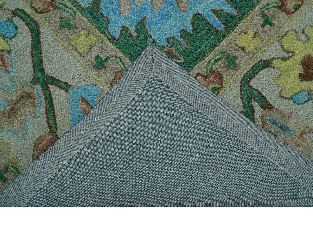 Custom Made Traditional Oushak Green Hand Tufted Wool Area Rug - The Rug Decor
