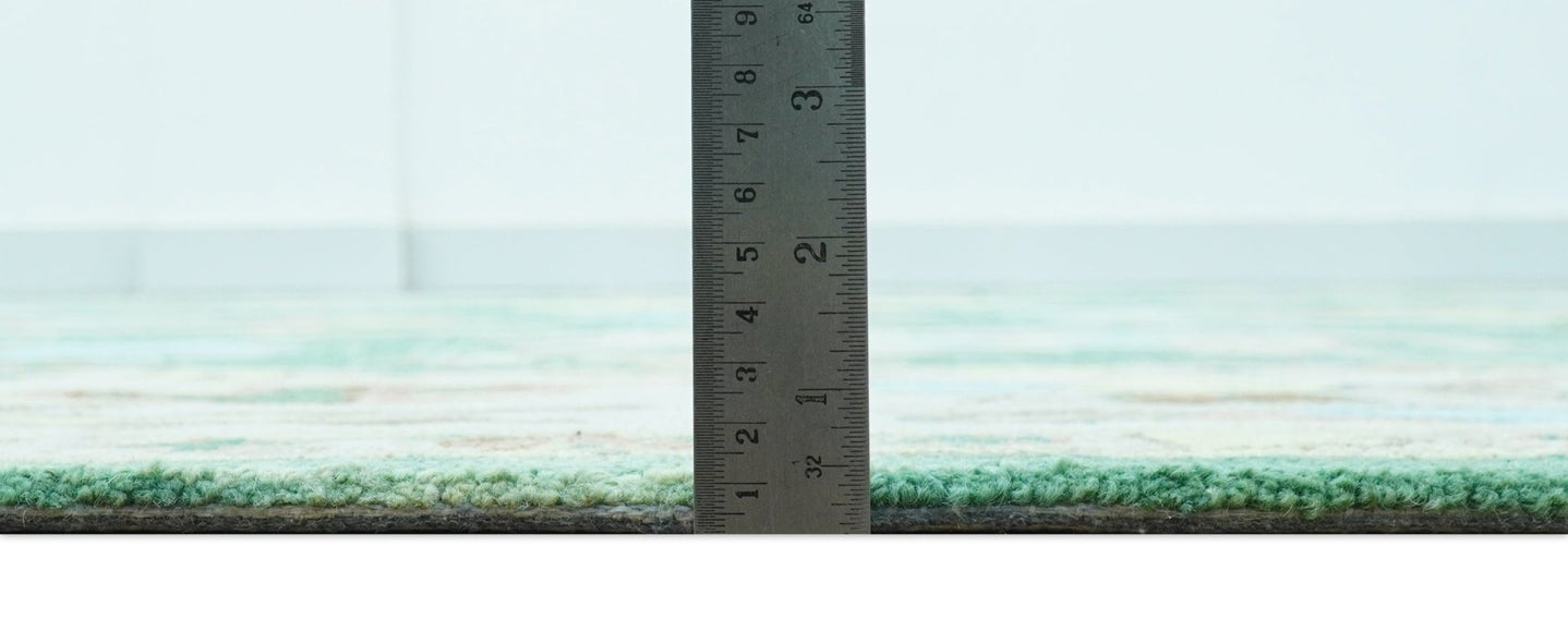 Custom Made Traditional Oushak Green Hand Tufted Wool Area Rug - The Rug Decor