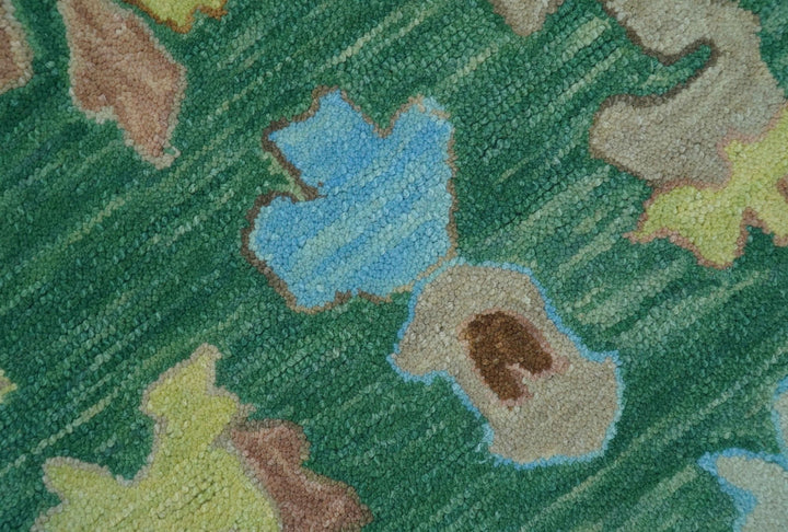 Custom Made Traditional Oushak Green Hand Tufted Wool Area Rug - The Rug Decor