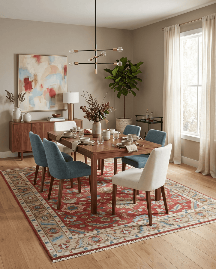 Custom Made Traditional Oushak Rust, Beige and Teal Hand knotted wool Area Rug - The Rug Decor