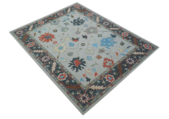 Custom Made Traditional Oushak Silver Hand Tufted Wool Area Rug - The Rug Decor