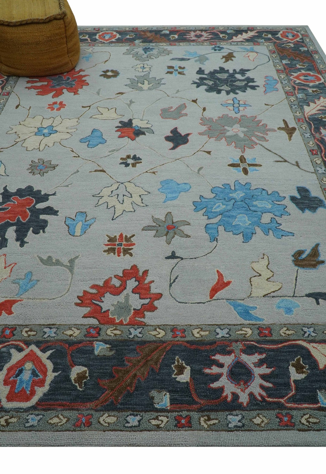 Custom Made Traditional Oushak Silver Hand Tufted Wool Area Rug - The Rug Decor