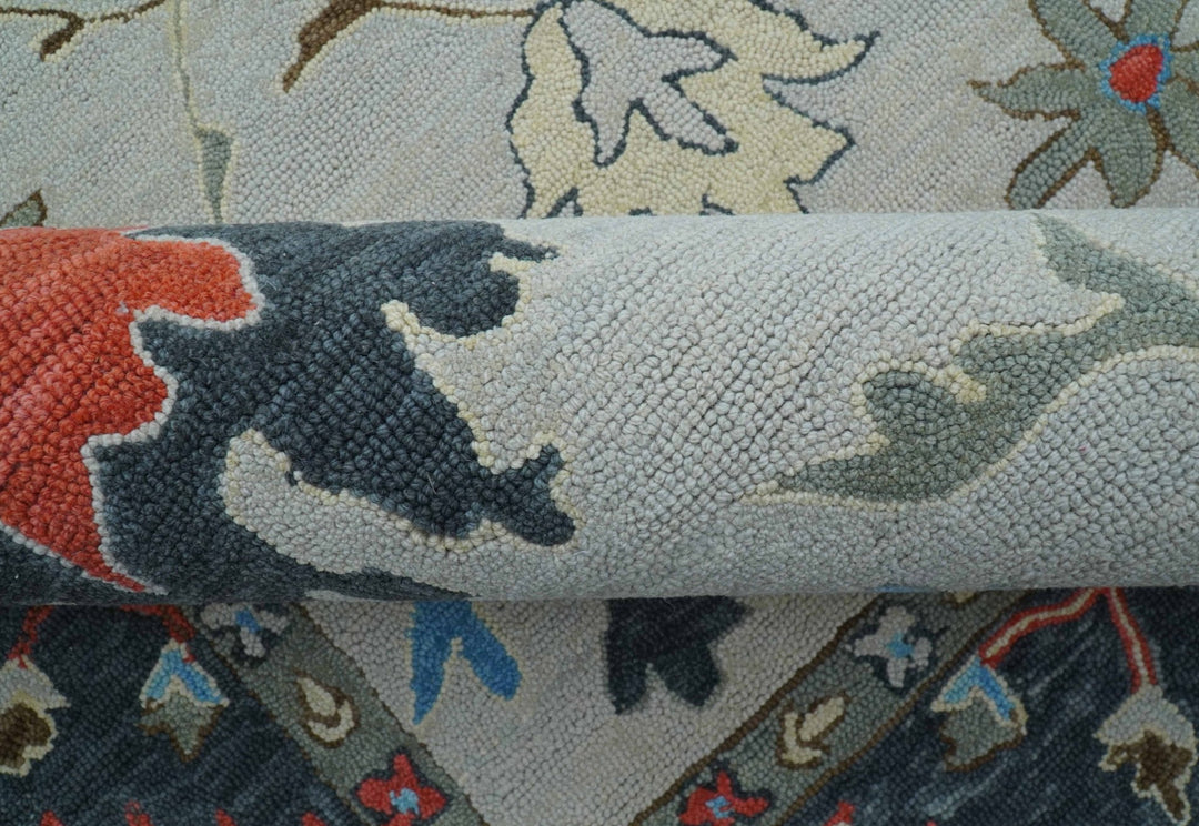 Custom Made Traditional Oushak Silver Hand Tufted Wool Area Rug - The Rug Decor