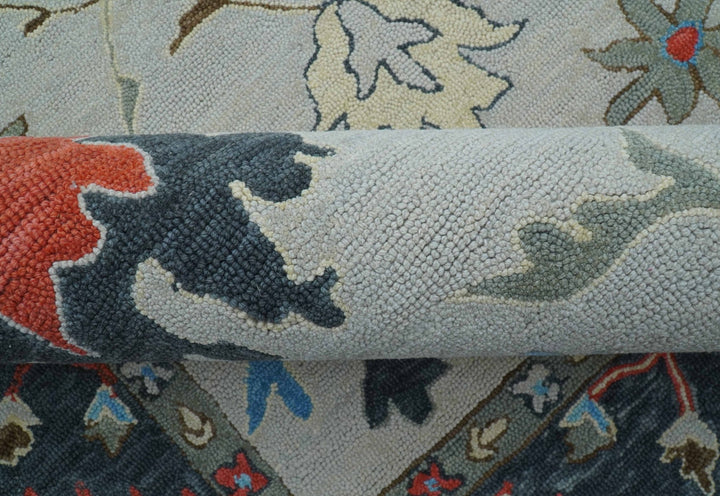 Custom Made Traditional Oushak Silver Hand Tufted Wool Area Rug - The Rug Decor