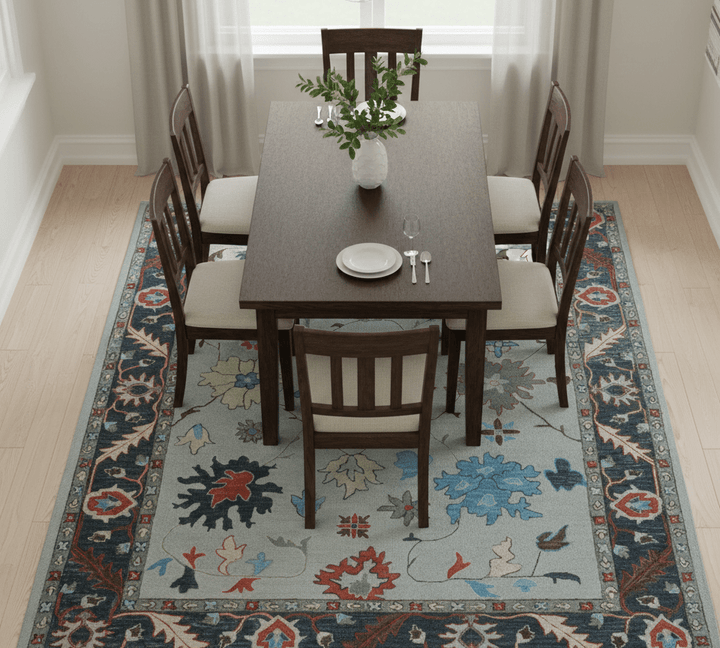 Custom Made Traditional Oushak Silver Hand Tufted Wool Area Rug - The Rug Decor