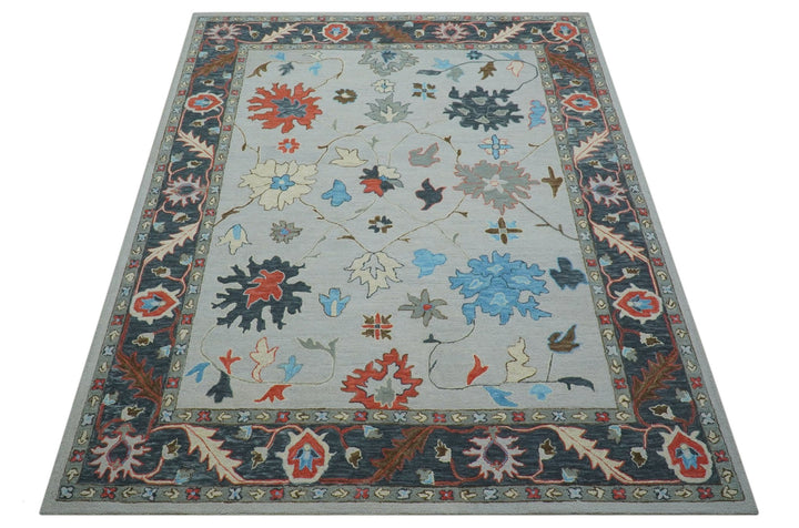 Custom Made Traditional Oushak Silver Hand Tufted Wool Area Rug - The Rug Decor
