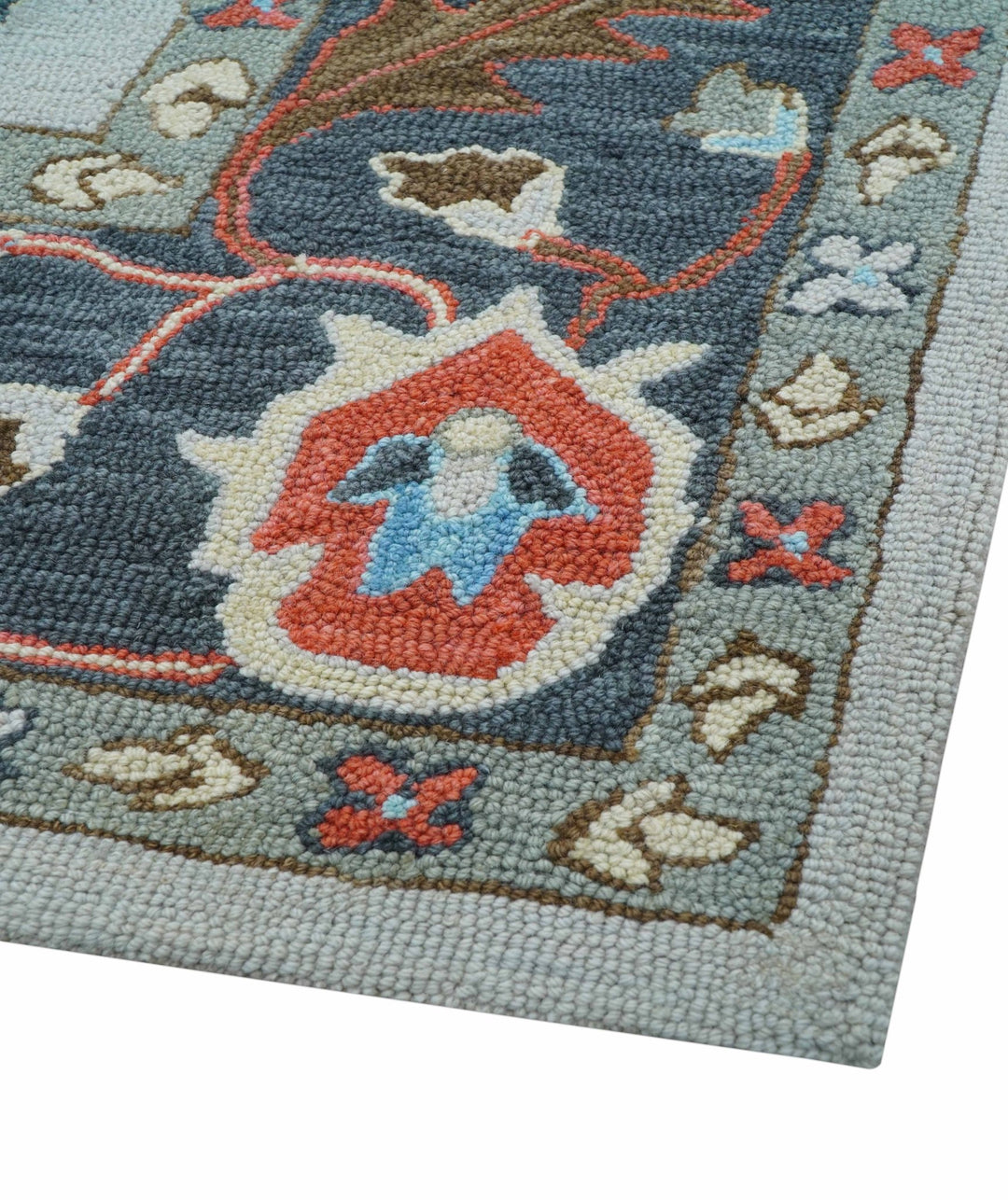 Custom Made Traditional Oushak Silver Hand Tufted Wool Area Rug - The Rug Decor