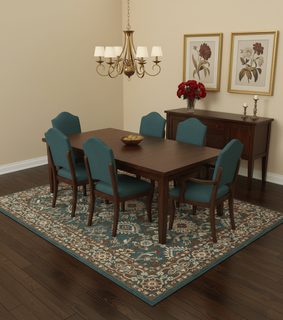 Custom Made Traditional Persian Design Silver, Blue And Rust Hand Tufted Wool Area Rug - The Rug Decor