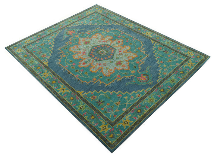 Custom Made Traditional Serapi Design Blue And Yellow Hand Tufted Wool Rug - The Rug Decor