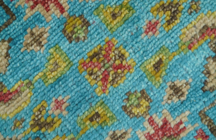 Custom Made Traditional Serapi Design Ivory And Blue Hand Knotted Wool Rug - The Rug Decor