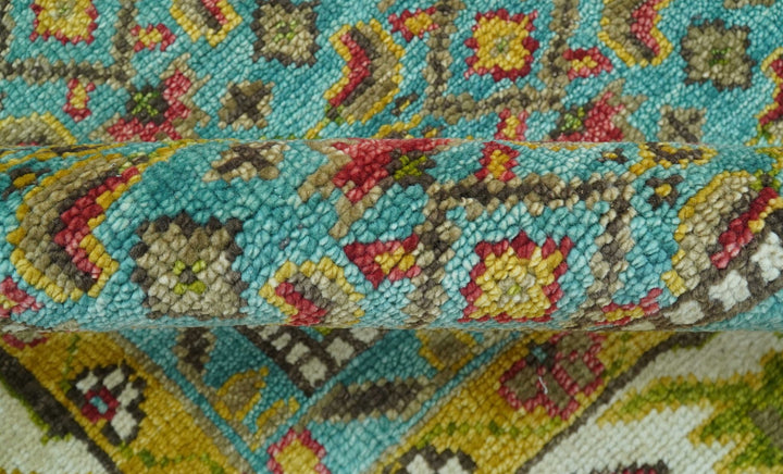 Custom Made Traditional Serapi Red And Blue Hand Knotted Wool Rug - The Rug Decor