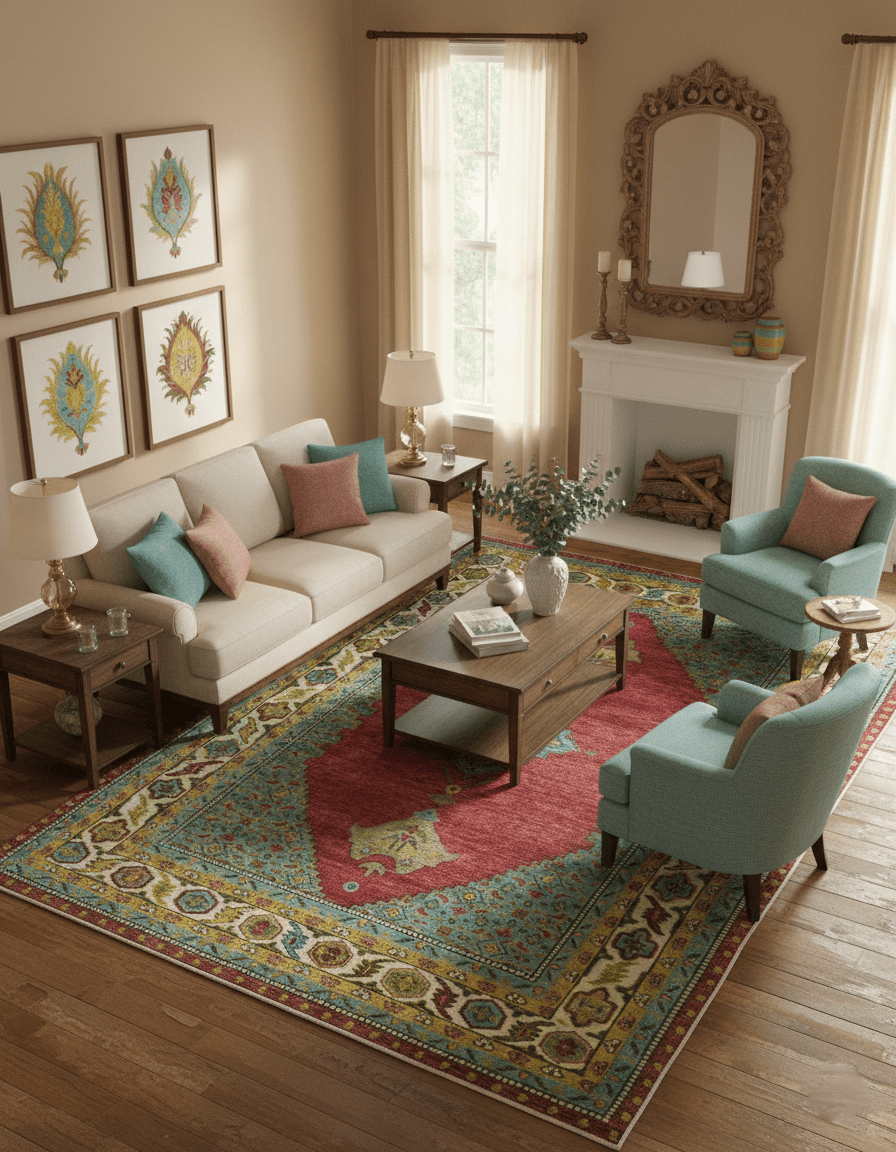 Custom Made Traditional Serapi Red And Blue Hand Knotted Wool Rug - The Rug Decor