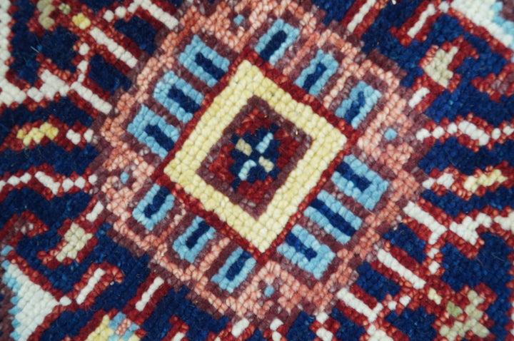 Custom Made Traditional Serapi Rust And Blue Hand Knotted wool area rug - The Rug Decor
