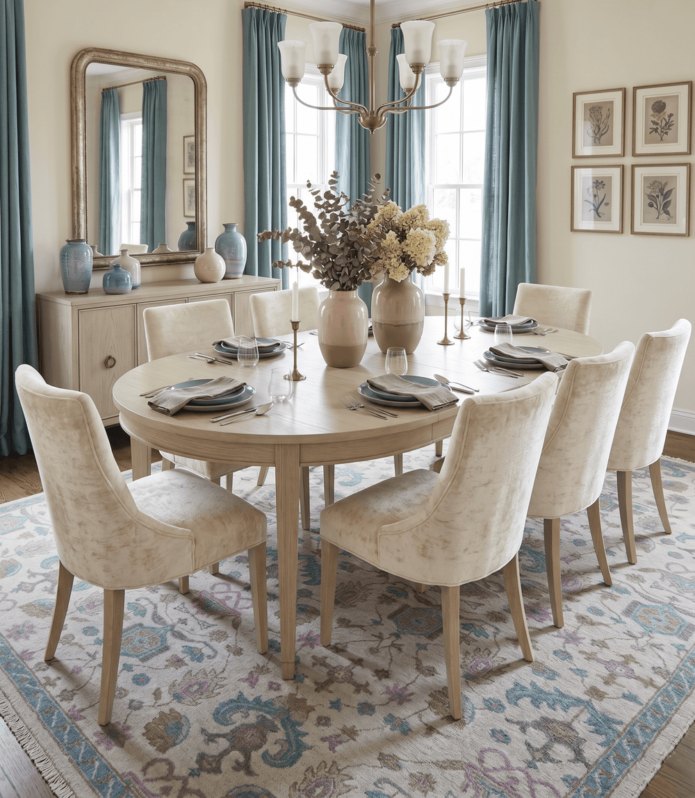 Custom Made Traditional Style Ivory And Blue Hand Knotted Wool Area Rug - The Rug Decor