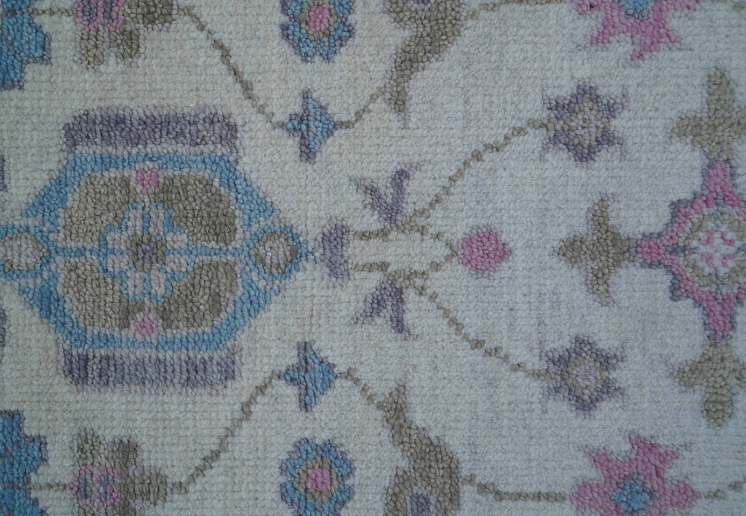 Custom Made Traditional Style Ivory And Blue Hand Knotted Wool Area Rug - The Rug Decor