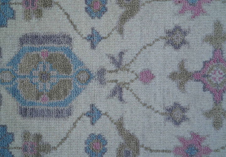 Custom Made Traditional Style Ivory And Blue Hand Knotted Wool Area Rug - The Rug Decor