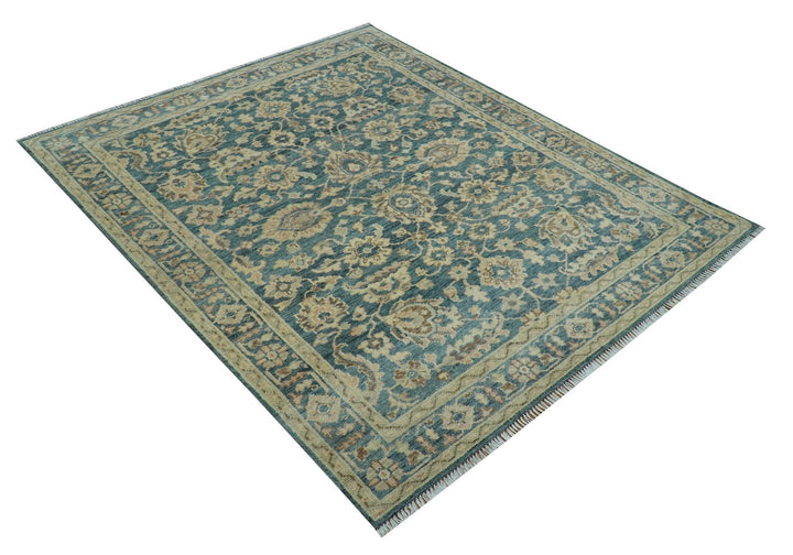 Custom Made Traditional Teal Oushak Hand Knotted Wool Rug - The Rug Decor