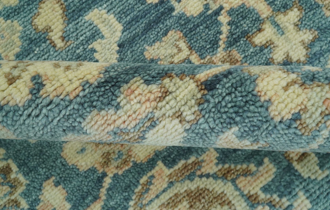 Custom Made Traditional Teal Oushak Hand Knotted Wool Rug - The Rug Decor