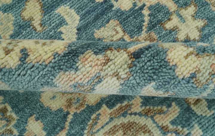 Custom Made Traditional Teal Oushak Hand Knotted Wool Rug - The Rug Decor