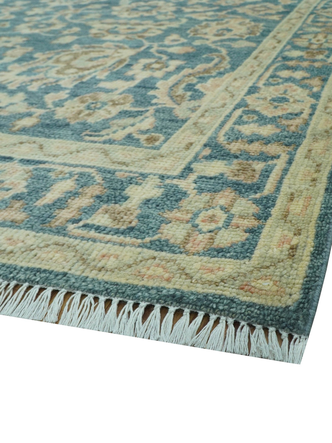 Custom Made Traditional Teal Oushak Hand Knotted Wool Rug - The Rug Decor
