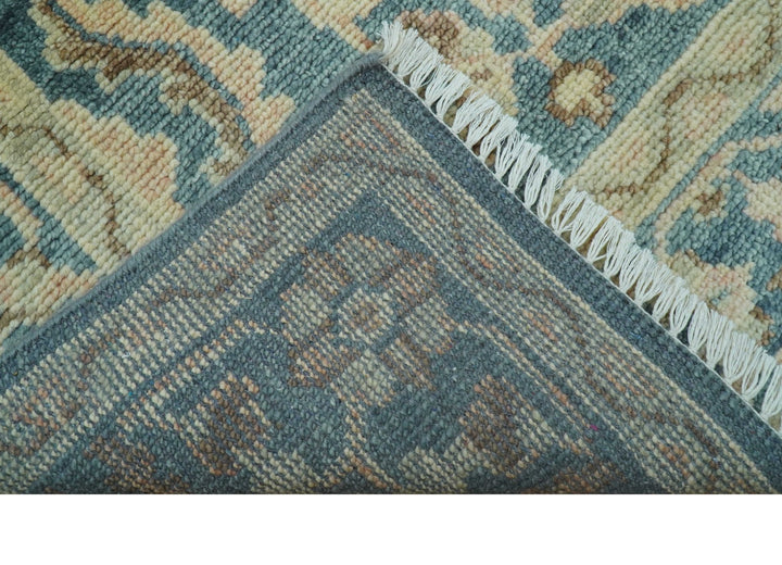 Custom Made Traditional Teal Oushak Hand Knotted Wool Rug - The Rug Decor