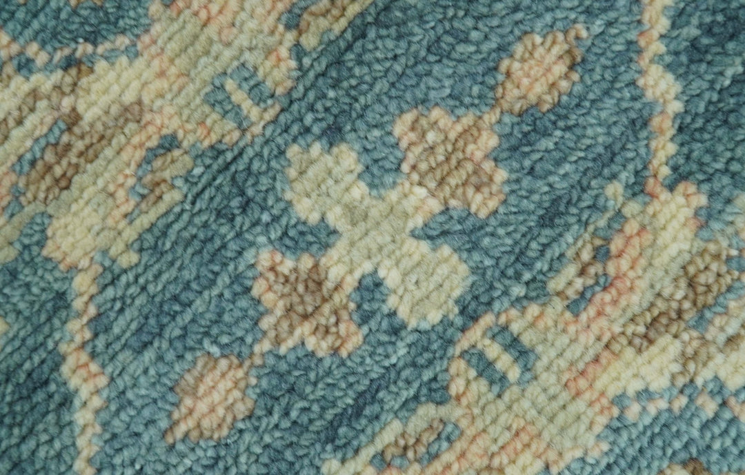 Custom Made Traditional Teal Oushak Hand Knotted Wool Rug - The Rug Decor
