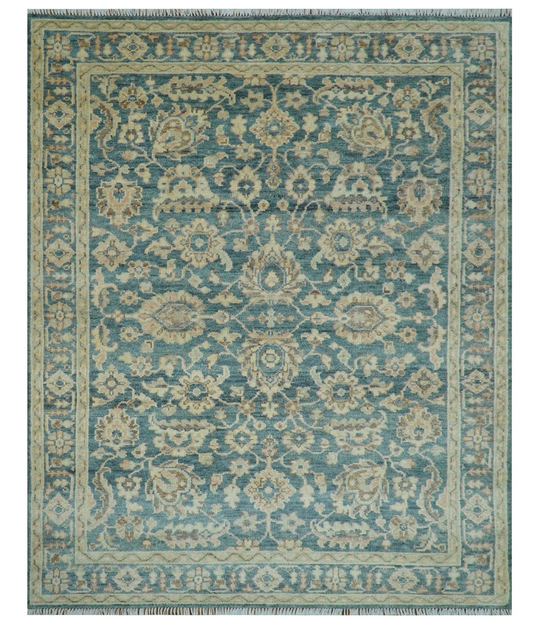 Custom Made Traditional Teal Oushak Hand Knotted Wool Rug - The Rug Decor