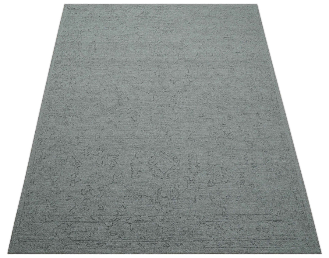 Custom Made Traditional Transitional Gray Hand Tufted wool rug - The Rug Decor