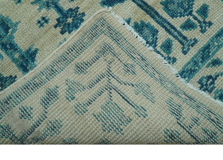 Custom Made Traditional Tree of Life Teal And Ivory Hand Knotted Wool Rug - The Rug Decor