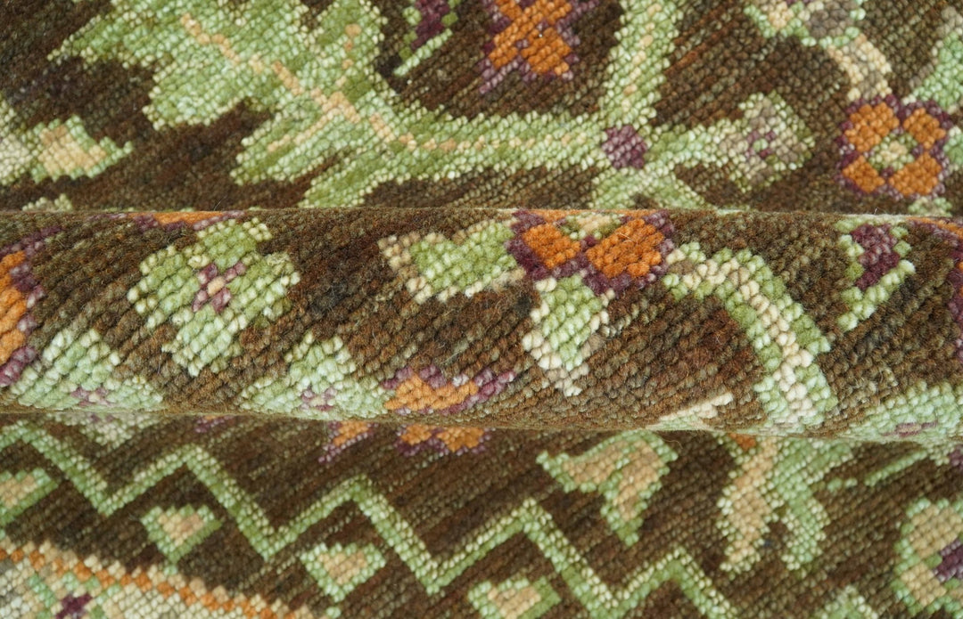 Custom Made Traditional Tribal Beige And Brown Hand Knotted wool area rug - The Rug Decor