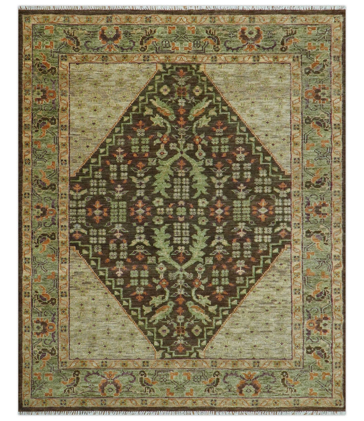 Custom Made Traditional Tribal Beige And Brown Hand Knotted wool area rug - The Rug Decor