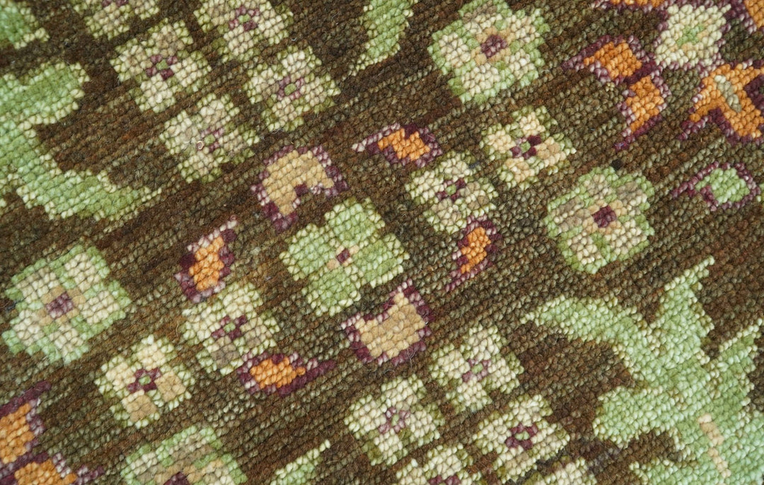 Custom Made Traditional Tribal Beige And Brown Hand Knotted wool area rug - The Rug Decor