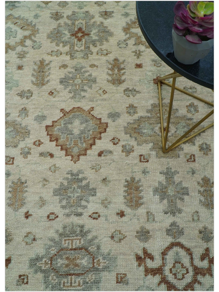 Custom Made Traditional Turkish Beige Hand knotted Wool Area Rug - The Rug Decor