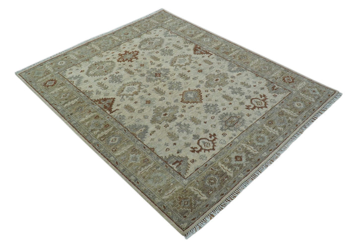 Custom Made Traditional Turkish Beige Hand knotted Wool Area Rug - The Rug Decor