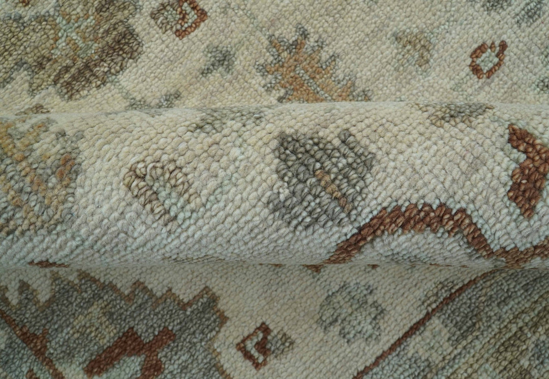 Custom Made Traditional Turkish Beige Hand knotted Wool Area Rug - The Rug Decor