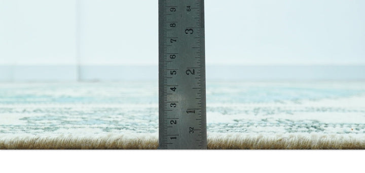 Custom Made Traditional Turkish Blue And Ivory Hand Knotted Wool Area Rug - The Rug Decor