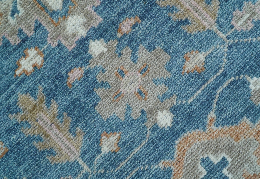 Custom Made Traditional Turkish Blue Hand knotted Wool Area Rug - The Rug Decor