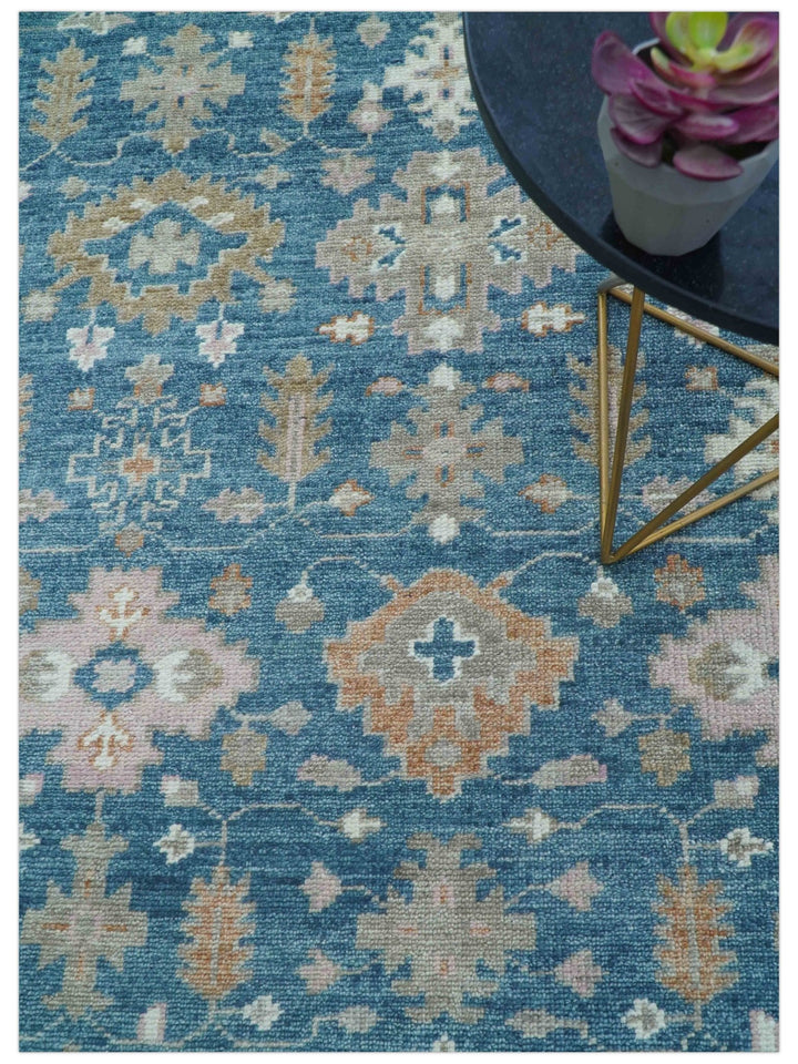 Custom Made Traditional Turkish Blue Hand knotted Wool Area Rug - The Rug Decor