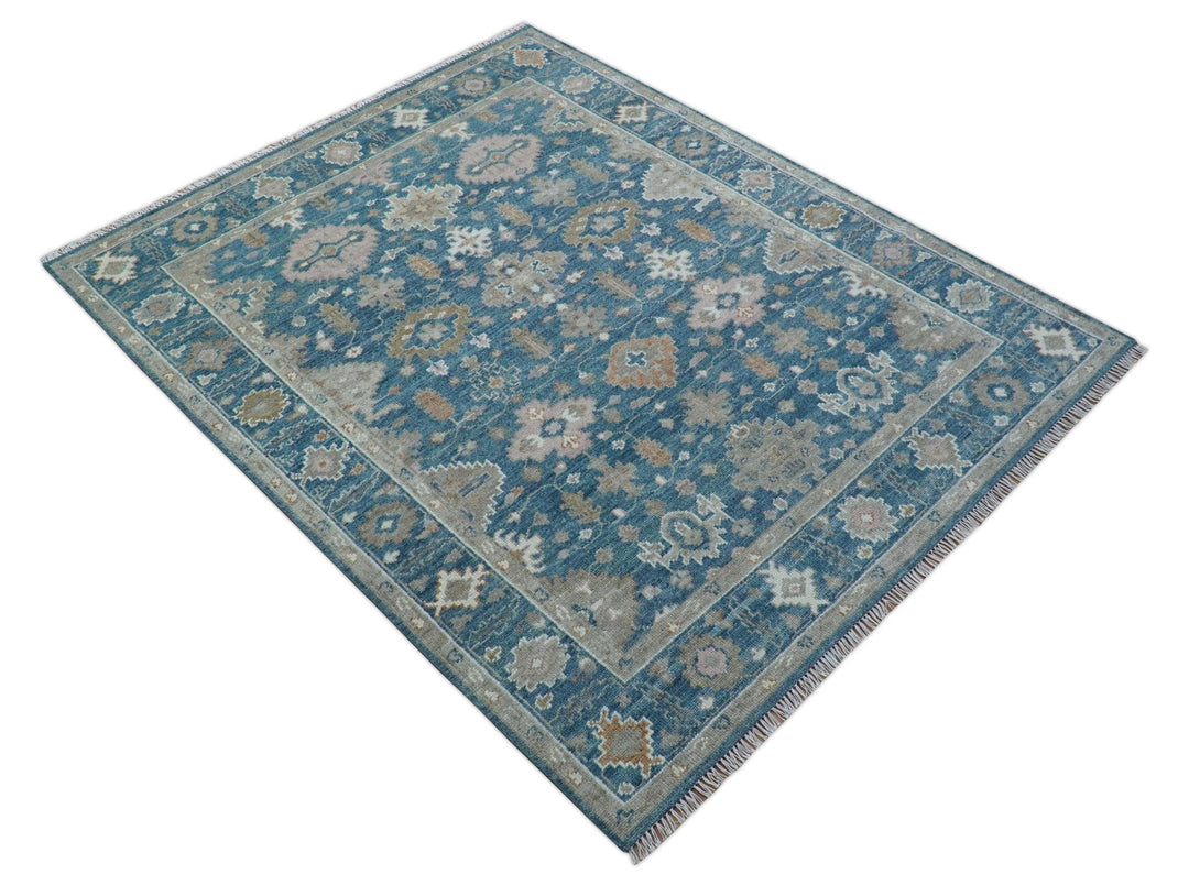 Custom Made Traditional Turkish Blue Hand knotted Wool Area Rug - The Rug Decor