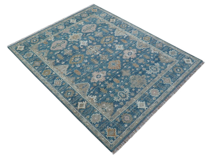 Custom Made Traditional Turkish Blue Hand knotted Wool Area Rug - The Rug Decor