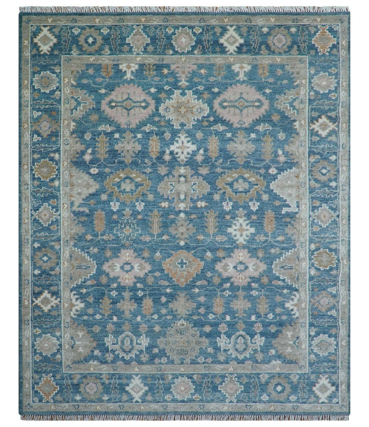 Custom Made Traditional Turkish Blue Hand knotted Wool Area Rug - The Rug Decor