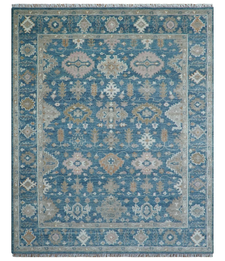Custom Made Traditional Turkish Blue Hand knotted Wool Area Rug - The Rug Decor