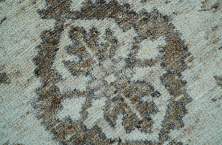 Custom Made Traditional Turkish Design Beige Hand Knotted Natural Wool Area Rug - The Rug Decor