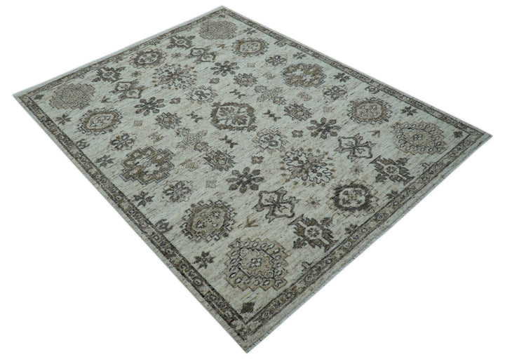 Custom Made Traditional Turkish Design Beige Hand Knotted Natural Wool Area Rug - The Rug Decor