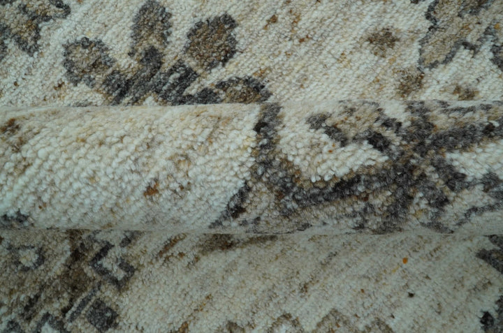 Custom Made Traditional Turkish Design Beige Hand Knotted Natural Wool Area Rug - The Rug Decor