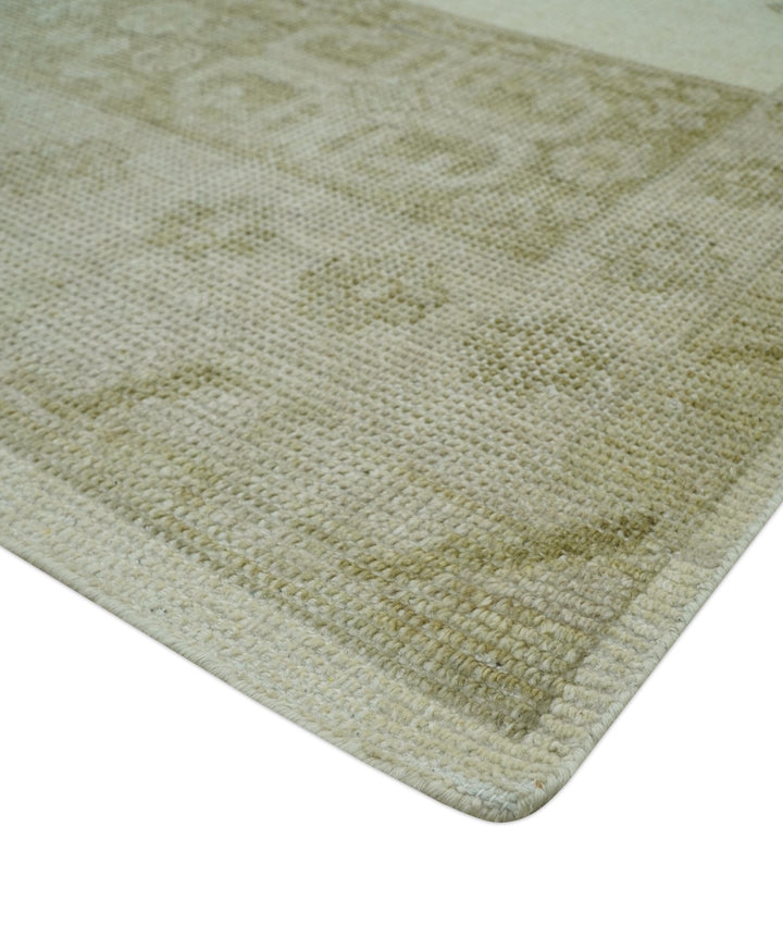 Custom Made Traditional Turkish Design Beige Hand knotted Wool Area Rug - The Rug Decor