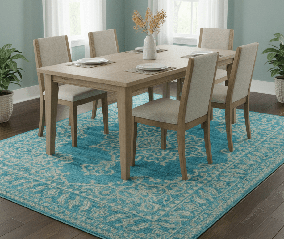 Custom Made Traditional Turkish Design Blue Hand Knotted Wool Area Rug - The Rug Decor