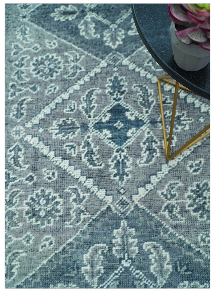 Custom Made Traditional Turkish Design Gray Hand Knotted Wool Area Rug - The Rug Decor